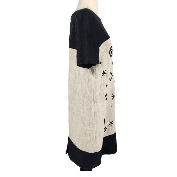 SALE Vintage Liz Claiborne Dresses Linen Embroidered Beaded Rounded Shoulder - Picture 5 of 7